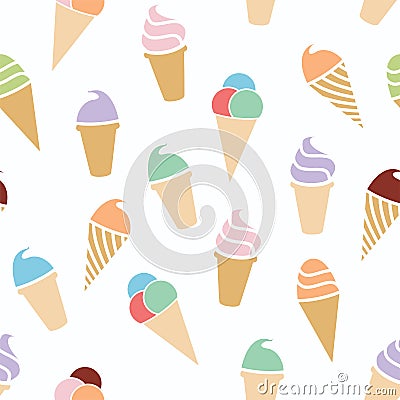 Seamless ice cream pattern, vector Vector Illustration