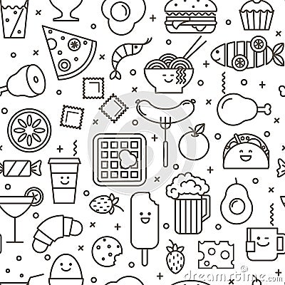 Seamless iconic pattern of fast food Vector Illustration