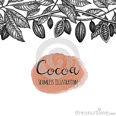 Seamless illustration of cocoa. Vector Illustration