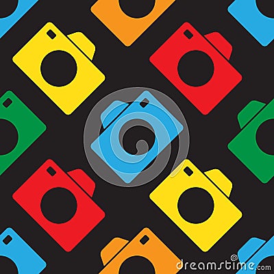 Seamless illustration - color cameras Vector Illustration