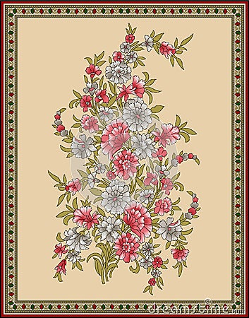 Seamless Indian mughal flower motif Stock Photo