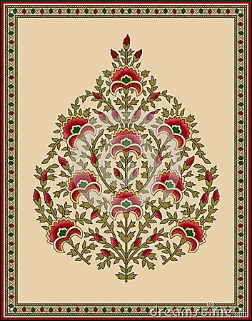 Seamless Indian mughal flower motif Stock Photo