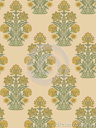 Seamless Indian mughal flower motif Stock Photo