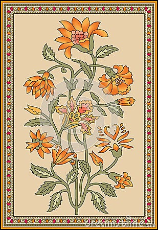 Seamless Indian mughal flower motif Stock Photo