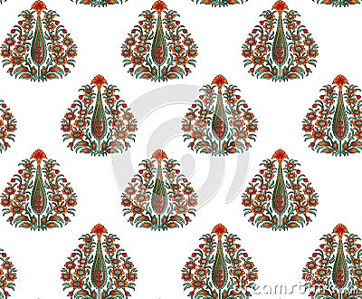 Seamless Indian mughal flower motif background Stock Photo