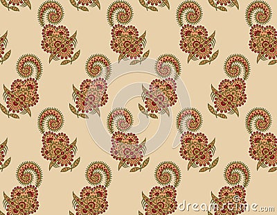 Seamless Indian mughal traditional flower motif Stock Photo