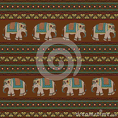 Indian pattern with elephant Vector Illustration