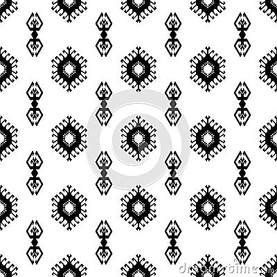 Seamless Indian pattern vector USA Native American type geometric ornaments black and white background design retro vintage bohemi Vector Illustration