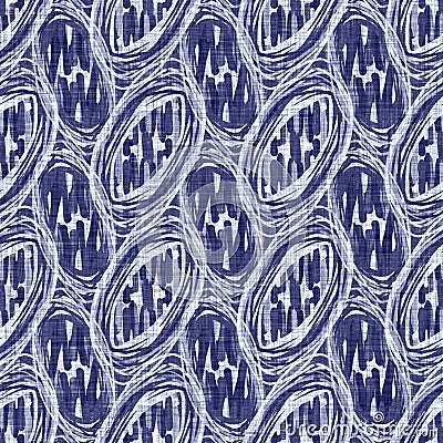 Seamless indigo doodle dot texture. Blue woven boro cotton dyed effect background. Japanese repeat batik resist wash Stock Photo