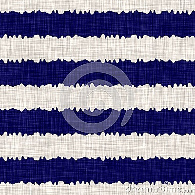 Seamless indigo washed stripe texture. Blue woven boro linen cotton dyed effect background. Japanese repeat batik resist Stock Photo