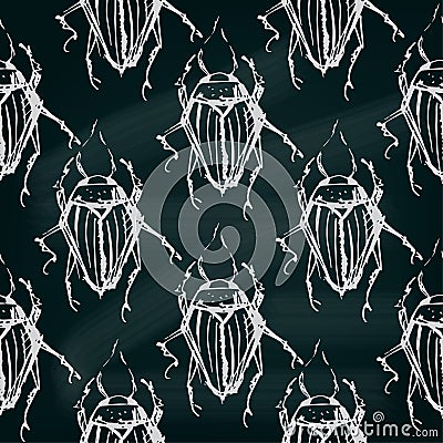 Seamless insects pattern. Decorative bugs background. Vector Illustration