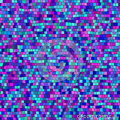 Seamless irregular colored mosaic texture background - square pieces in blue, cyan, pink, magenta, purple and violet color Stock Photo