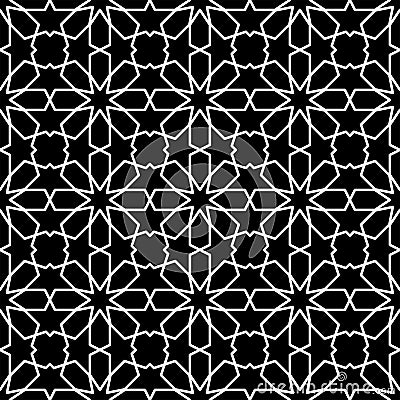 Seamless Islamic Pattern Black and White Vector Illustration Vector Illustration