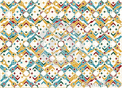 Seamless Islamic patterns in color. Islamic ornamental colorful detail of mosaic.Islamic pattern. arabic, east ornament Vector Illustration