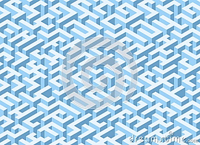 Seamless isometric maze. Blue abstract endless isometric labyrinth. Seamless geometric pattern, vector illustration Vector Illustration