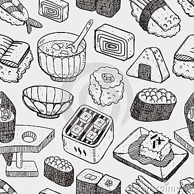 Seamless Japanese sushi pattern Vector Illustration