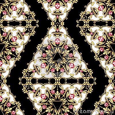 Seamless jewelry pattern with gems Stock Photo