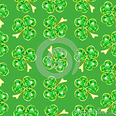 Seamless jewelry shamrock pattern Vector Illustration