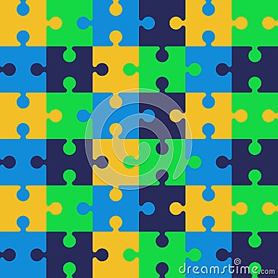 Seamless jigsaw puzzle game seamless pattern. Vector Illustration