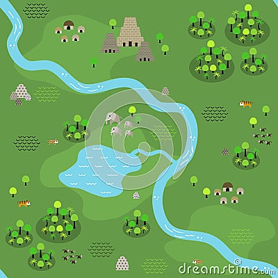 Seamless Jungle Map In Flat Style Stock Vector - Image Seamless Jungle Map In Flat Style Stock Vector - Image