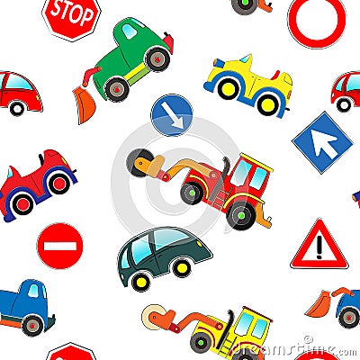 Seamless kids cars pattern Stock Photo