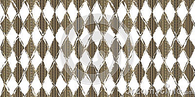 Seamless kintsugi patchwork diamond harlequin geometric egyptian tribal motif in gold black and white. Stock Photo