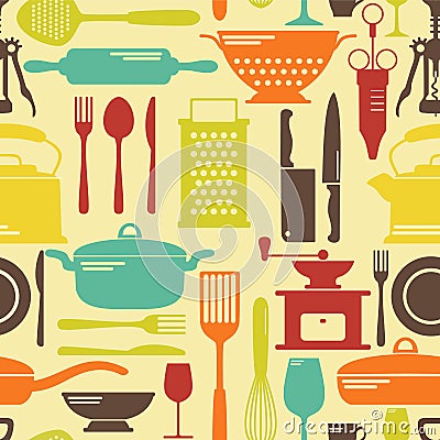 Seamless kitchen vector background Vector Illustration