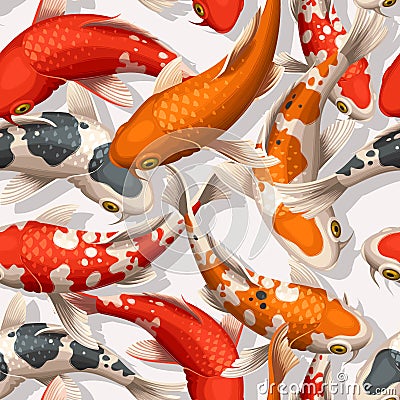 Seamless koi carps Vector Illustration