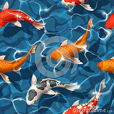 Seamless koi carps Vector Illustration