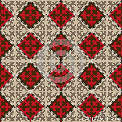 Seamless Kyrgyz national ornament pattern Vector Illustration