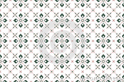 Seamless lace pattern with folkloric floral ornament Cartoon Illustration