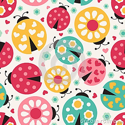 Seamless ladybug background Vector Illustration