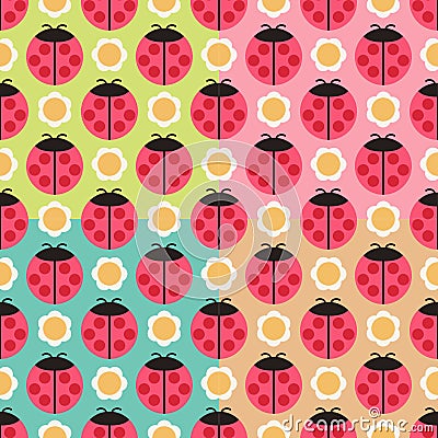 Seamless ladybug background Vector Illustration