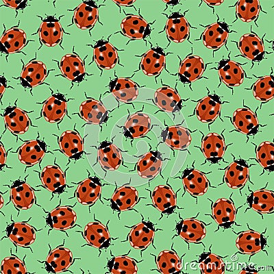 Seamless ladybug pattern Vector Illustration