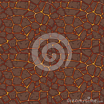 Seamless lava pattern with small stones, texture for graphic design. Vector Illustration