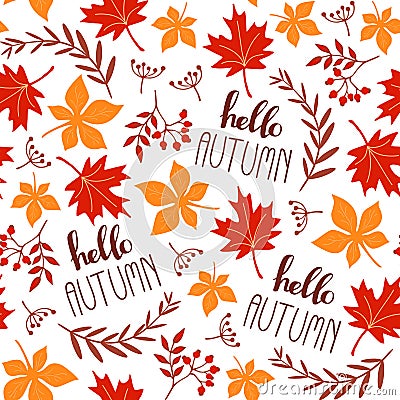 Seamless leaf pattern. Autumn background. Vector Illustration