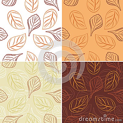 Seamless leafy background. Four patterns Vector Illustration