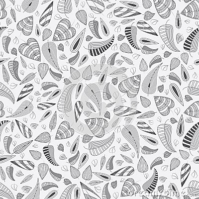 Seamless leaves pattern doodling Vector Illustration