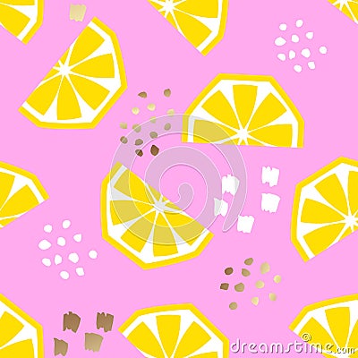 Seamless lemon geometric pattern, vector illustration Vector Illustration