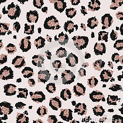 Seamless leopard pattern with glitter design Vector Illustration