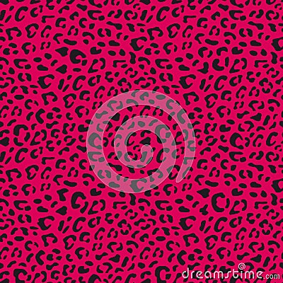 Seamless leopard vector pattern design, animal pink and black tile print background Vector Illustration