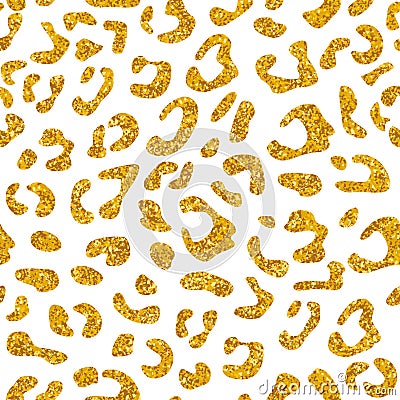 Seamless leopard vector pattern design animal yellow and gold tile print on white background Vector Illustration