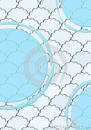 Seamless Light Blue and White Fluffy Cloud Pattern Vector Illustration