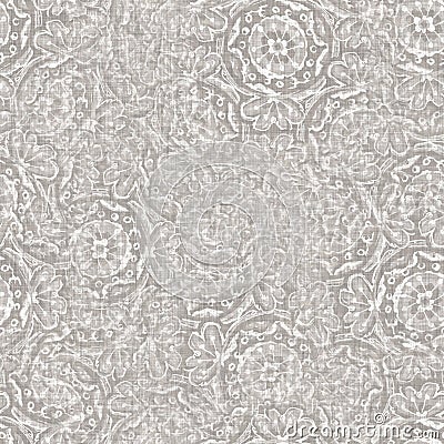 Seamless light grey woven collage linen texture background. Flax hemp fiber natural pattern. Organic fibre close up Stock Photo