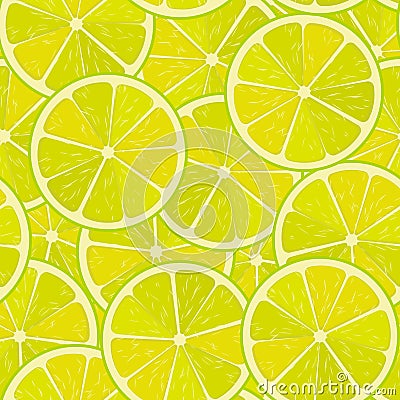 Seamless lime or lemon vector pattern. Minimalistic food background. Vitamins repeatable texture. Vector Illustration