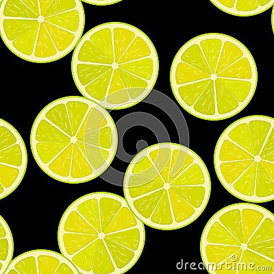 Seamless lime or lemon vector pattern. Minimalistic food background. Vitamins repeatable texture. Vector Illustration