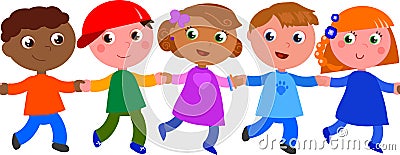 Seamless line of children vector Stock Photo