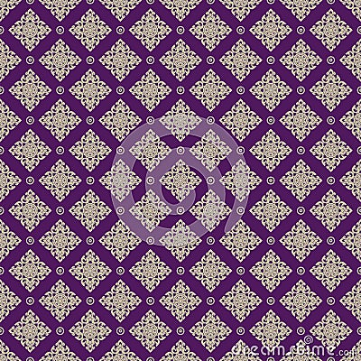 Seamless Line Thai gold pattern on purple background, The Arts of Thailand, Thai pattern Vector Illustration