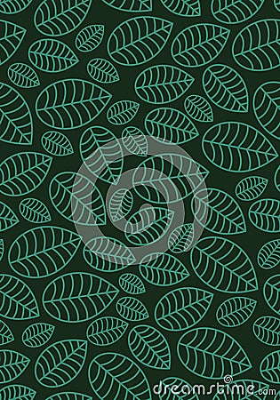Seamless linear leaves pattern. Vertical plant vector. Vector Illustration