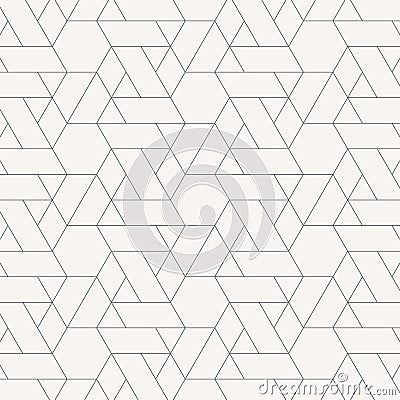 Seamless linear pattern with crossing thin poly lines, polygons. Abstract geometric texture. Stylish background in gray color Vector Illustration